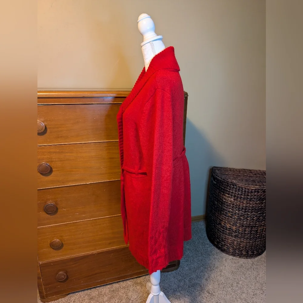 Bisou Bisou Red Belted Holiday Winter Sweater XL - Picture 3 of 13